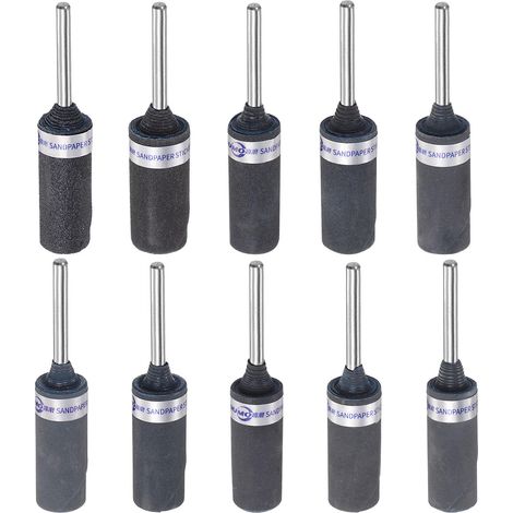 Kit de 10 Rouleaux de Papier Abrasif Grain 180-2000, Tige de 2,35 mm, Manchons de Tambour de Ponçage, Tête de Meulage Cylindrique Pour Le Travail Du Bois Verre Polissage Métaux (1/5)