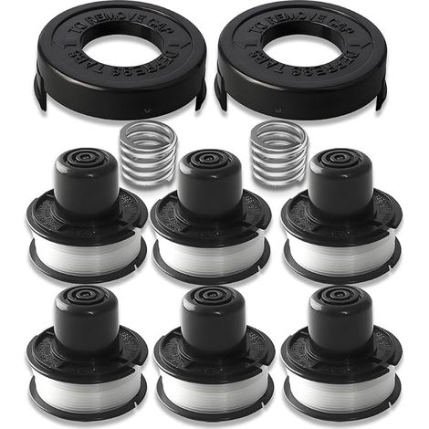 Compatible con la desbrozadora Black & Decker. Reemplaza las bobinas GL250, GL310 y GL360. Incluye: herramienta para motosierra, 2 tapas para bobinas, 6 bobinas, 2 resortes y hilo para la desbrozadora (1/5)