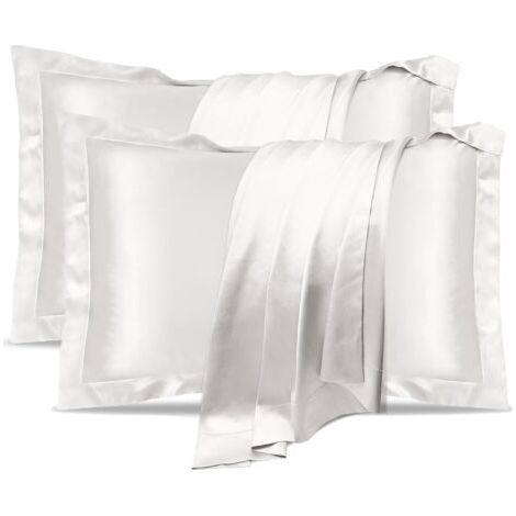 BUNTHAUS Lot de 2 taies d'oreiller en soie, taie d'oreiller 100 % soie de mûrier naturelle pour la santé des cheveux et de la peau, taille standard 50 x 75 cm, taie d'oreiller en soie de qualité supér