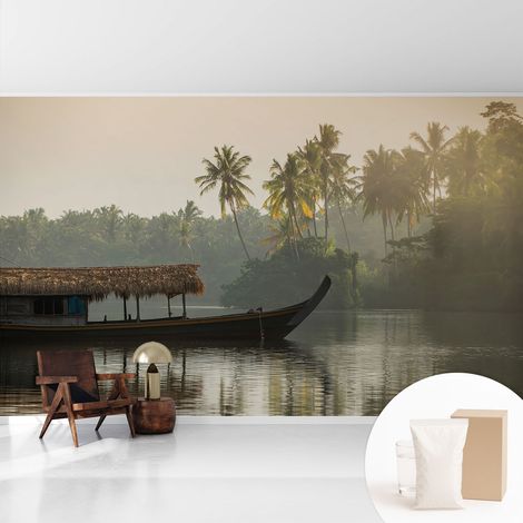 Tapete Vliestapete mit Kleber - Wanddekoration - Wandfolie - 3D Tapete Wand - Wohnungsdeko Tropischer Zufluchtsort 416x254 cm (1/5)