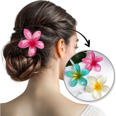 Pinza para el cabello, XL, flor, rosa, degradado, 6 cm, SP403 (1/4)