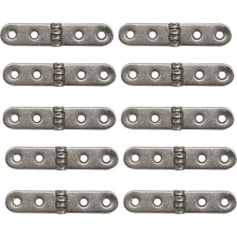 Hinge 10 Pieces with Hinge Screws, Door Hinge, Cabinet Door Hinge, for Wooden Box, Keepsake Box, Storage Box, Treasure Chest, Cabinets (Silver) (1/4)