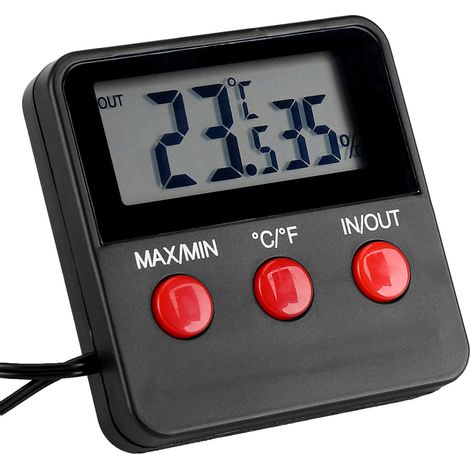 1 Termómetro higrómetro digital, sonda externa de -10 a 50 °C, pantalla LCD, para incubadoras y cría. (1/5)