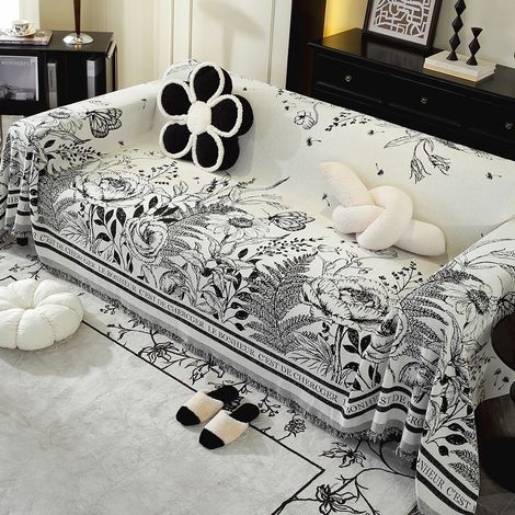 LAN Parterre de fleurs 130x180 Housse de canapé en chenille, housse de canapé intégrale, coussin de canapé anti-griffures de chat une pièce toutes saisons (1/5)