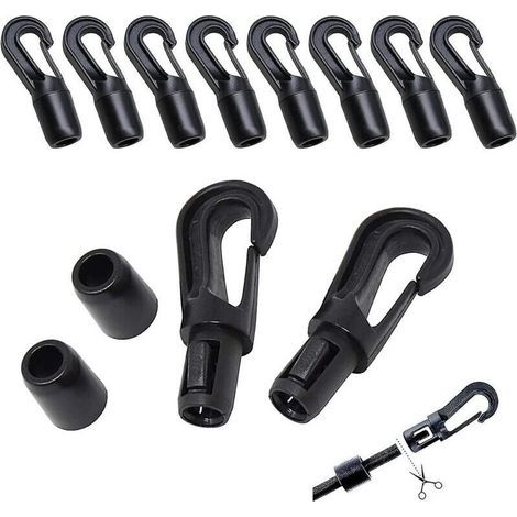 Crochet de corde en plastique, mousqueton pivotant, clip de déclenchement, 10 pièces, tendeur en caoutchouc, crochet accessoire pour corde élastique (1/5)