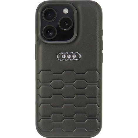 Étui rigide Audi en similicuir noir pour iPhone 16 Pro 6,3 pouces AU-TPUPCIP16P-GT/D2-BK