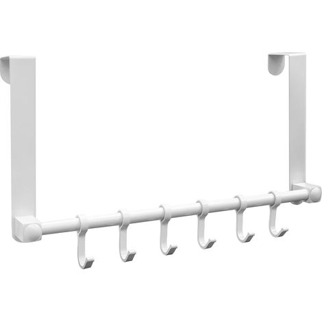 Crochet de porte en crochets amovibles organza derrière la de la salle de bain 6 Aluminium Blanc (1/4)