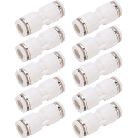 Raccords rapides droits 10 pièces pour tube pneumatique 8mm, connecteurs à poussoir, blanc PU, embouts de tuyau à déconnexion rapide, raccord d'air comprimé (1/5)