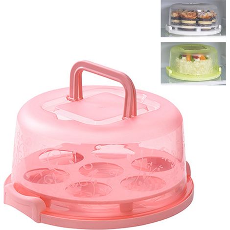 Porte-gâteau avec couvercle et poignée, support de service pour desserts, présentoir à cupcakes, plateau à tartes avec base (1/5)