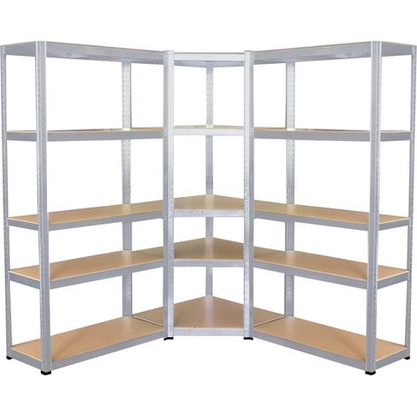 3 étagères XXL spécial angle garage - Hauteur 2m20 - Set étagères de coin charges très lourdes - 1325 kg - Montage facile (1/4)