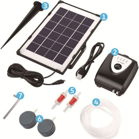 Aérateur solaire pour bassin - - Puissance 3,5 W - Batterie 4000 mAh - USB intégré (1/5)