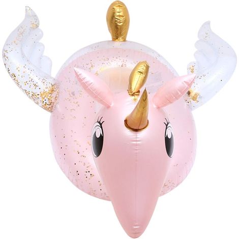 royaluxe -Unicorn Floating Bed Inflatable Floating Cushion Toys Pink Flamingo Baby Float Inflatable Animals Inflatable Mattress Inflatable Bath Mat Portable Inflatable Floating Bed Adult PVC Roller (1/5)