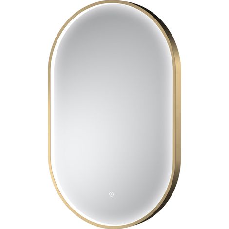 Hudson Reed Columba Brushed Brass Inset Framed LED Touch Sensor Bathroom Mirror 800mm H x 500mm W