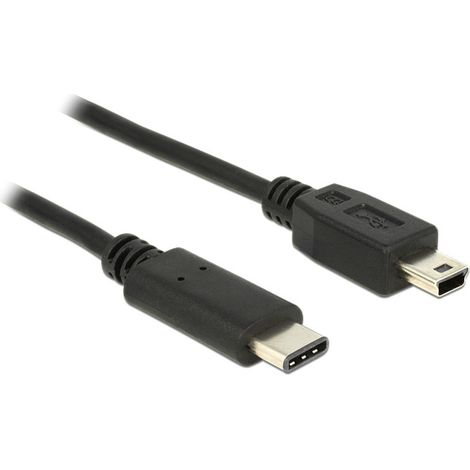 Delock USB-Kabel USB 2.0 USB-Mini-B Stecker, USB-C® Stecker 0.50 m Schwarz 83335