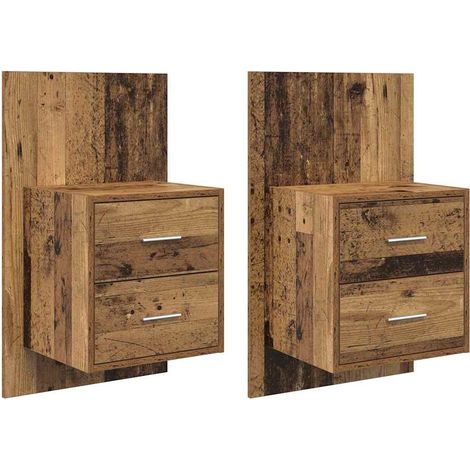 Maison Exclusive - Mobiletto da comodino a parete con cassetto 2 pcs Legno vecchio