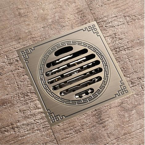 Desagüe cuadrado para suelo, canal de ducha de latón, desagüe de ducha a prueba de olores, rejilla de ducha para baño, gran diámetro 10 x 10 cm, accesorios de baño (1/5)