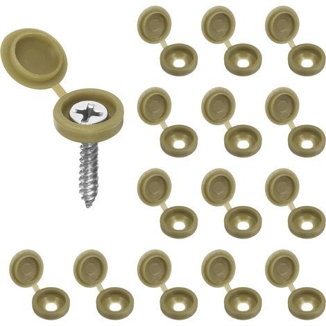 100pcs Coques À Vis À Charnière en Plastique 5.4mm / 0.21" Coques À Vis À Volet Roulant Couvercles À Rondelle À Clip pour Fenêtres Balustrades Extérieures Meubles, Bronze (1/5)