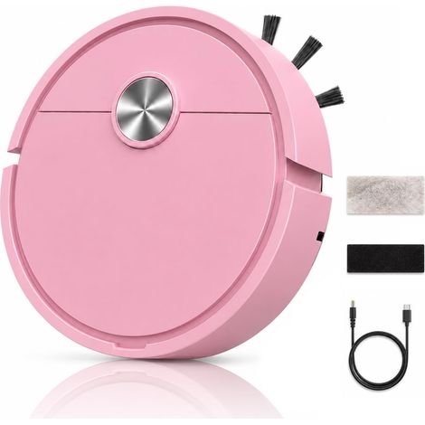 1 Stück Rosa Mini Robot Aspirateur,Aspirateur Robot,Robots Aspirateurs Laveur,Petit Robots Aspirateurs pour Voiture,Aspirateuri Roboti Laveur,pour Le Nettoyage des sols de Petites Surfaces (1/5)