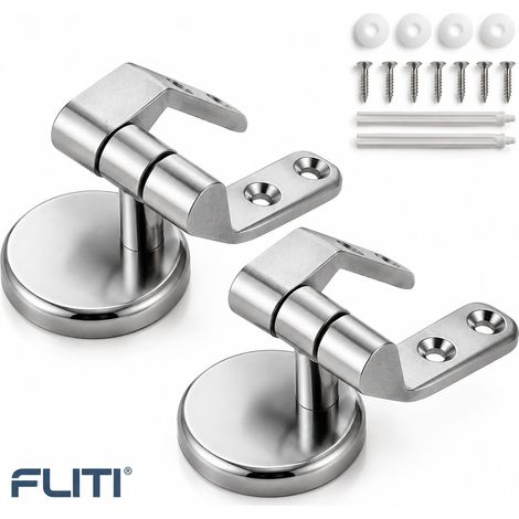 FLITI Charnières Abattant WC Alliage Zinc Argenté 2 Pièces 14x10x10cm Compatible Bois Résine MDF avec Vis (1/5)