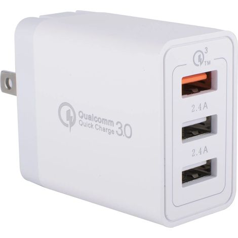 Chargeur mural double USB avec bloc de charge rapide 30 W, cube de charge multiport avec QC 3.0 + 2 ports USB, technologie de circuit intégré intelligent pour une protection optimale. (1/5)