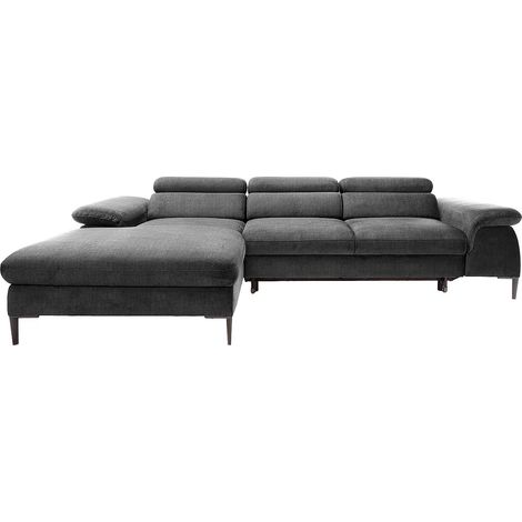 Canapé d'angle gauche convertible en velours gris anthracite SEPINA (1/4)