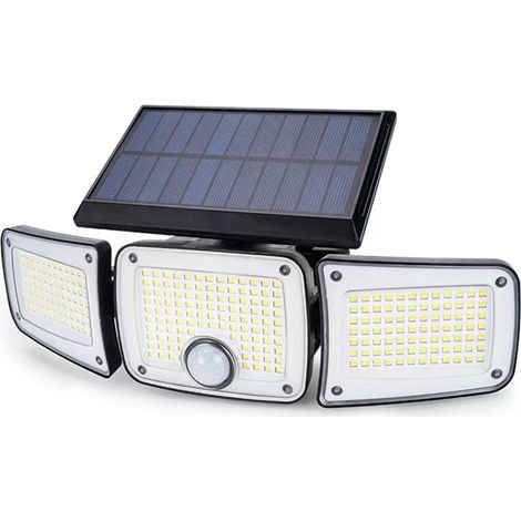 Applique murale solaire 3 têtes LED extérieur détecteur mouvement lampadaire jardin panneau séparé TY10305 rotative 280LED télécommande (1/3)