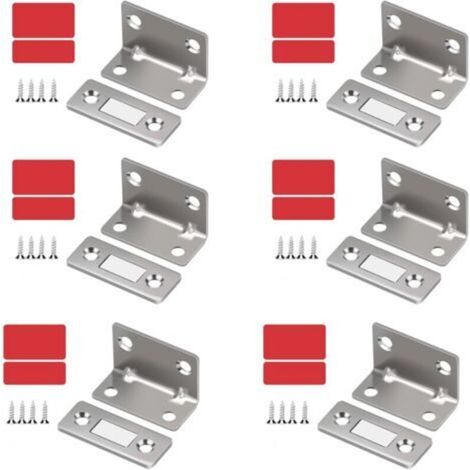 6 Sets Cabinet Door Magnet Ultra Thin Strong Magnetic Catches Metal Cabinet Magnet with Adhesive Screws Silent Closure for Sliding Door Wardrobe Drawer Kitchen Furniture (1/5)