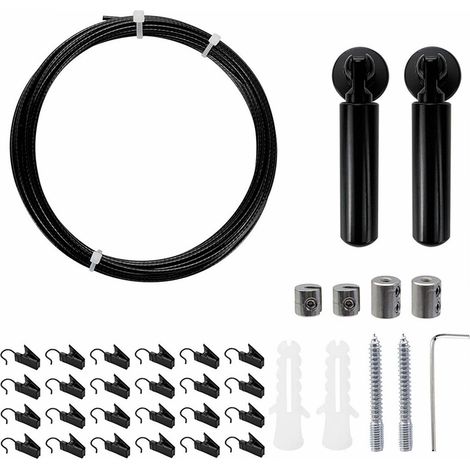 5-meter steel wire rope + 24 steel clips, modern, simple, practical, in stock, universal curtain pull rope. (1/5)