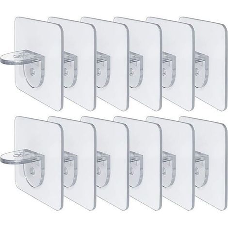 Punch-Free Shelf Bracket - Self Adhesive Shelf Clips for Kitchen Cabinets - Book Shelves - Heavy Duty Partition Brackets - Pin for Cupboard Supports - Clapboard Layer-Load Bearing 10 lbs