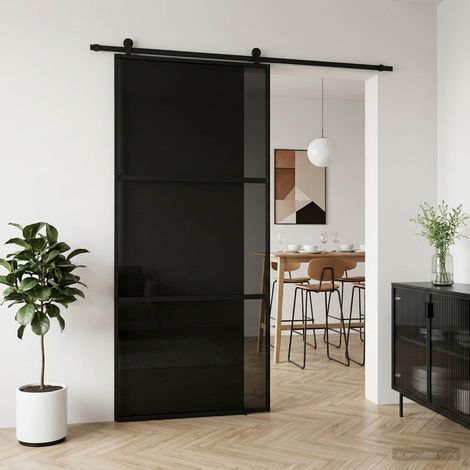 vidaXL Puerta Corredera 102 x 205 cm Cristal Templado y Aluminio (1/5)