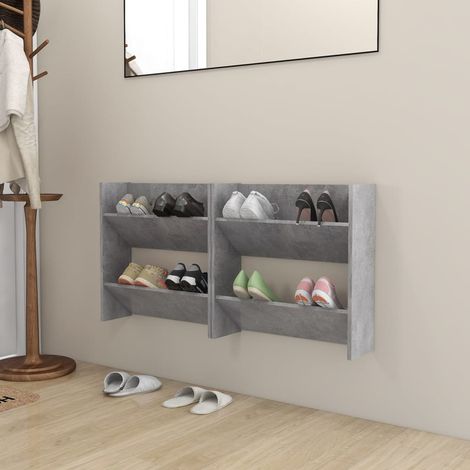 Wand-Schuhschränke 2 Stk. Betongrau 60x18x60 cm Holzwerkstoff vidaXL875533 (1/5)