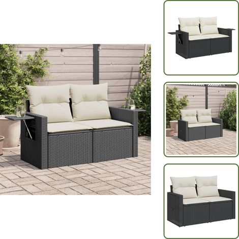 Canapé de jardin avec coussins 2 places noir résine tressée - Canapé De Jardin - Meuble De Jardin - Salon De Jardin - Résine Tressée - Rotin Synthétique (1/5)