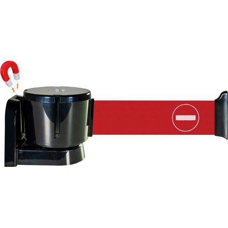 Enrouleur mural magnétique grande longueur avec sangle rouge sens interdit 12m x 50mm - 2811200 (1/2)