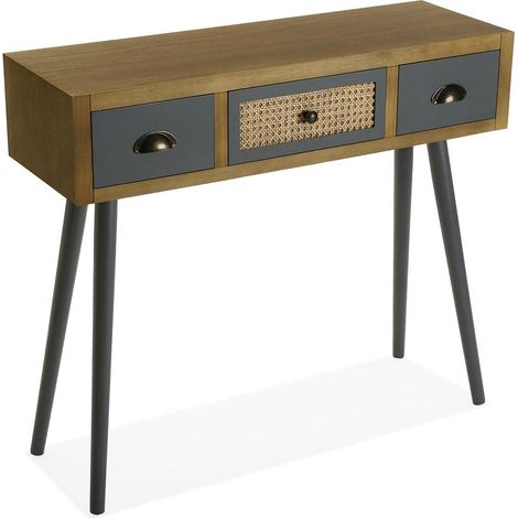 Meuble d'Entrée Étroit pour Entrée ou Couloir, Table Console, avec 3 tiroirs, Dimensions (H x l x L) 79 x 30 x 90 cm, Bois, Couleur: Marron (1/5)