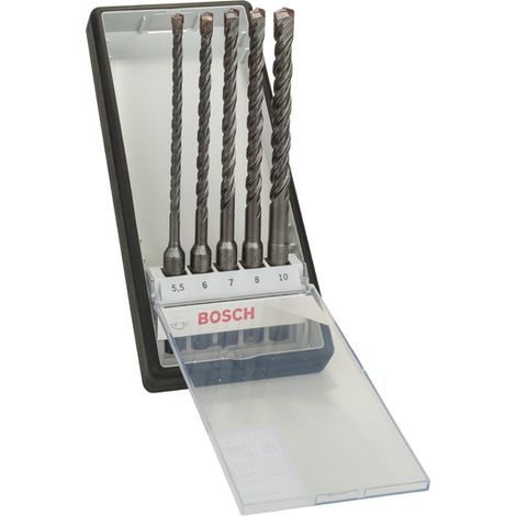 BOSCH 2 607 019 929 - JUEGO DE 5 BROCAS PARA MARTILLOS PERFORADORES ROBUST LINE SDS-PLUS-5 - Ø 5,5,6,7,8,10 X 165MM (PACK DE 5) (1/4)
