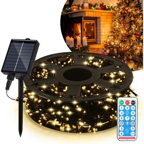 Randaco Luci Solari da Esterno 50 m 500 LED, Catena Luminosa Impermeabile 8 Modalità per Natale, Giardino e Terrazza, Bianco Caldo (1/5)
