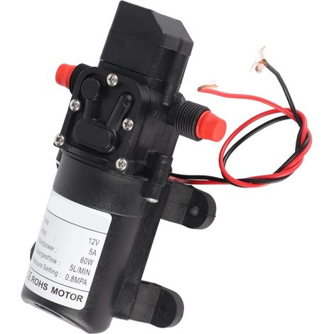 1 Pompe à Eau 12V 60W Automatique 5L/Min 116 PSI avec Pinces pour Camping Car Bateau