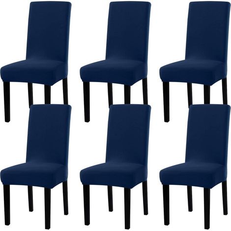 Stuhlhussen 6er Set, Stretch Esszimmer Stuhlbezug, Waschbar, Navy Blau (1/5)