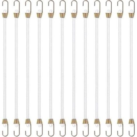 Lot de 12 tendeurs en caoutchouc blanc - 26 cm - Pour camping, bagages, voiture, chargements, camping-cars, activités de plein air (1/5)