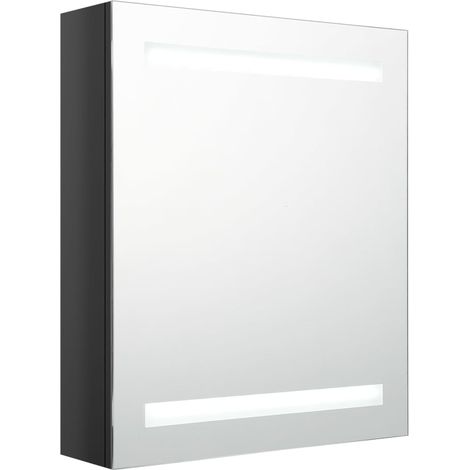 Mobile bagno con specchio LED 50x14x60 cm nero lucido 020006615