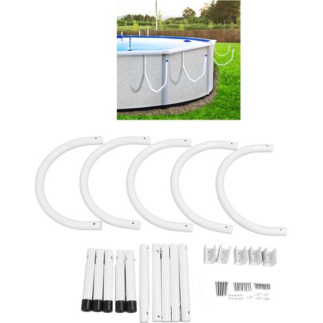 Solarabdeckungsträger für Aufstellpools [4 Elemente] + 43 cm U-Rohr-Träger + Befestigungsset aus Aluminium und Edelstahl (1/5)