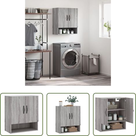 Holzwerkstoff - Wandschrank Grau Sonoma 60x31x70 cm Holzwerkstoff (1/5)