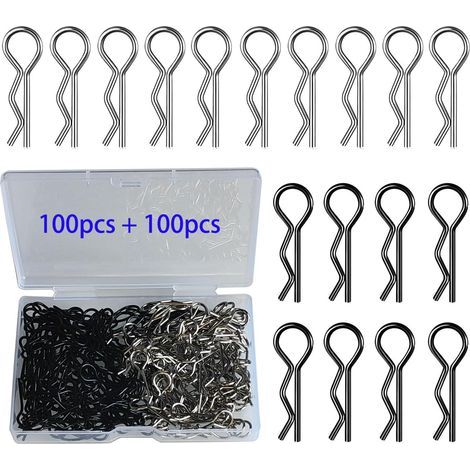 200 pezzi di clip per carrozzeria RC, clip per carrozzeria auto RC, clip a R, clip per carrozzeria auto RC per auto radiocomandate in scala 1/10 (1/5)