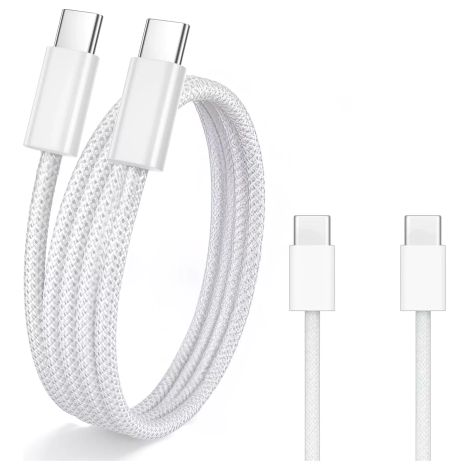 Cable de carga USB-C original Apple A2795 de 1 m y 60 W para iPhone 15/16 con carga rápida (blanco) (1/5)
