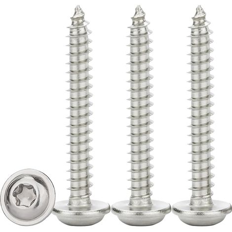 Vis à Tôle Autoperceuses M4x30mm,50 Pièces Vis Autoforeuse Torx avec Rondelle Acier Inoxydable A2 V3A Vis Bois à Tête Bombée Plate Dureté élevée,Entièrement Fileté (1/5)