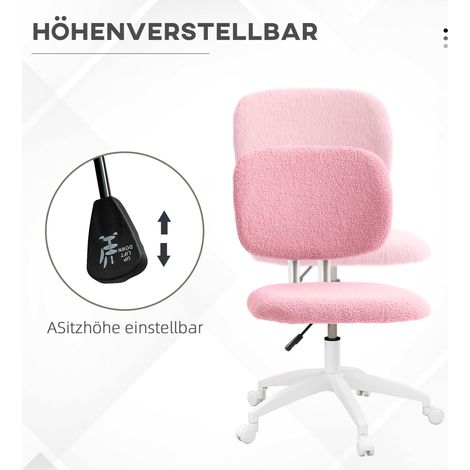 Fauteuil de bureau rotatif réglable en hauteur, 48x53x80-90 cm, rose (1/4)
