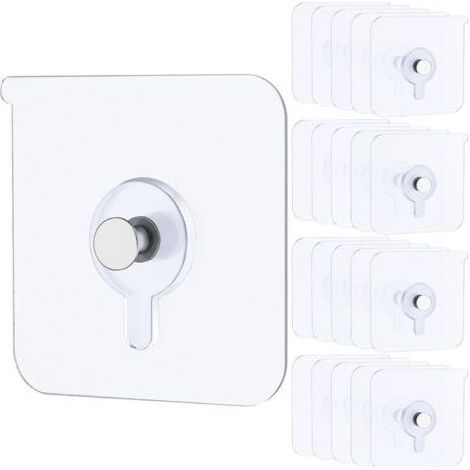 20 crochets pour tableaux sans perçage, crochets adhésifs robustes pour le mur, crochets muraux transparents et étanches pour salle de bain et cuisine (1/5)