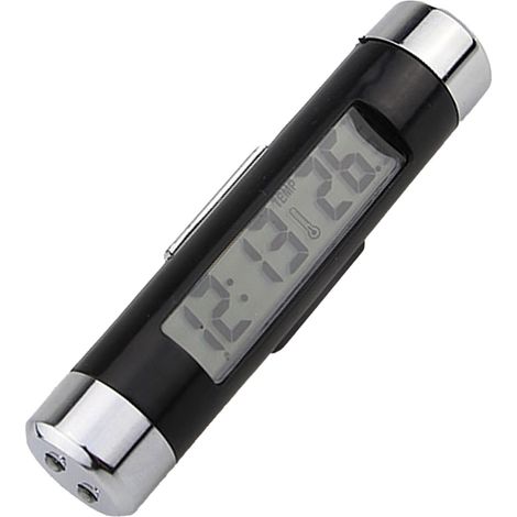 Horloge électronique de voiture 2 en 1, thermomètre, affichage numérique lumineux, sortie de ventilation avec rétro-éclairage bleu. (1/4)