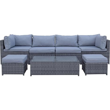 Signature Weave Chelsea Wicker Modular Corner Sofa Chair Coffee Table Set Grey (1/5)