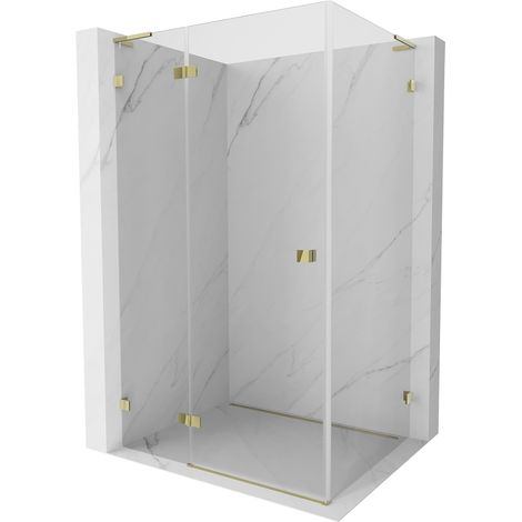 Mexen Lunar L Duschkabine Schwenktür links 100 x 80 cm, transparent, gold - 834L-100-080-50-00-L